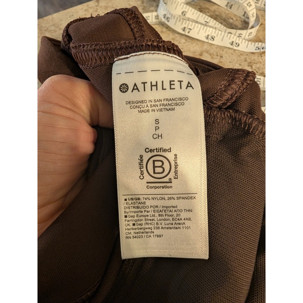 Athleta Stellar Tight High Rise Leggings Brown Zipper Ankle small athleisure - Picture 7 of 8